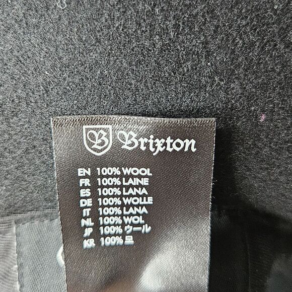 Brixton Black Wide Brim Fedora Hat 100% Wool Unisex Size Large 7 1/2‎ (60cm) - Picture 10 of 10